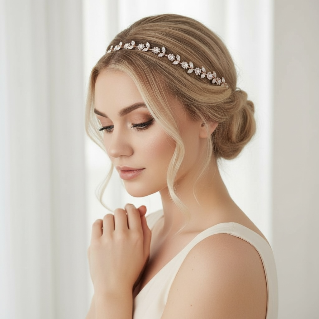 Hair ornament|ROMANCE, Juliette rose gold hairpin with crystals