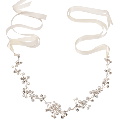 ATHENA BRIDAL | Eva -helmikoristeinen muotoiltava hiusköynnös (hopea)