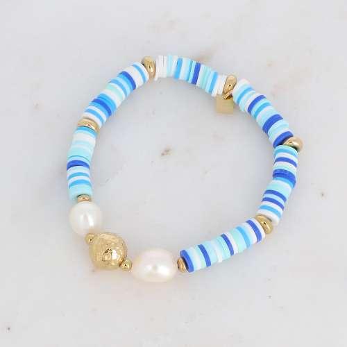 BOHM PARIS | Bracelet Evana -sininen kesäkoru makeanvedenhelmin