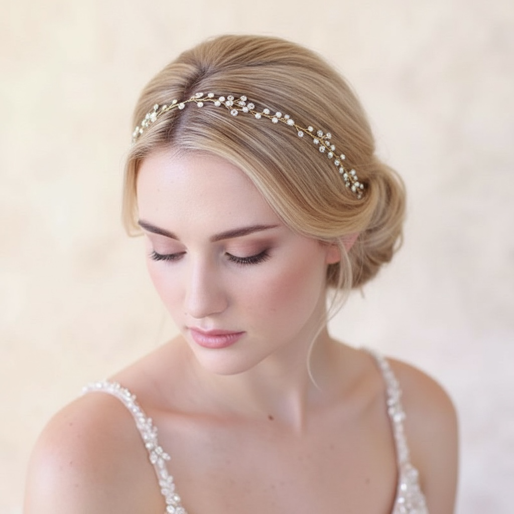 Hiuskoru, panta/ROMANCE, Delicate Twine Headpiece in Gold
