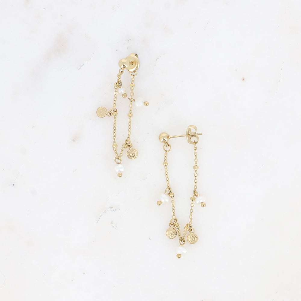 BOHM PARIS | Boucles Clarissa – roikkuvat helmiketjukorvakorut (kulta)