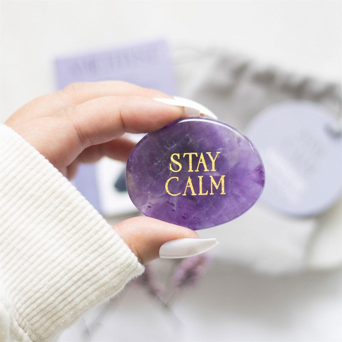 Stay Calm Amethyst -ametisti kämmenkivi "pysy tyynenä"