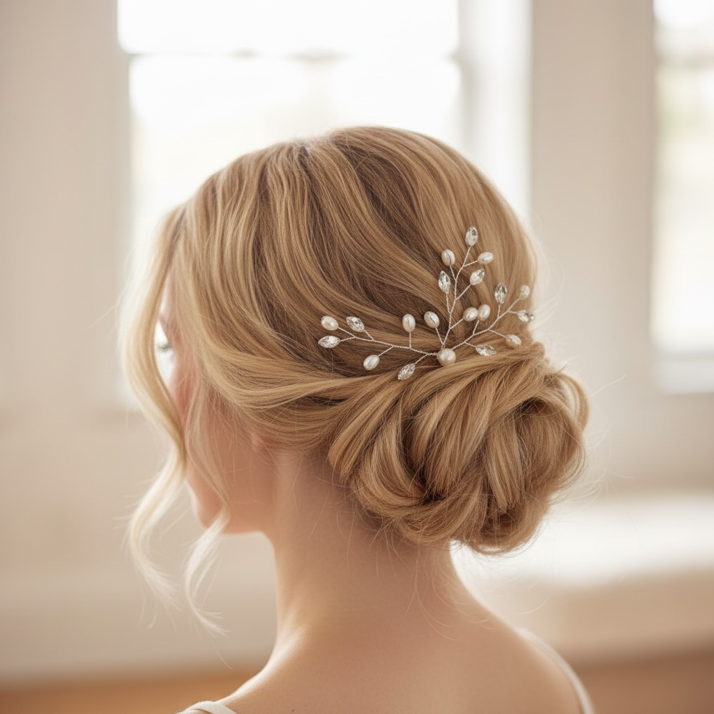 Hair jewelry, hair comb/ROMANCE, Elegant Hairpiece with Pearls