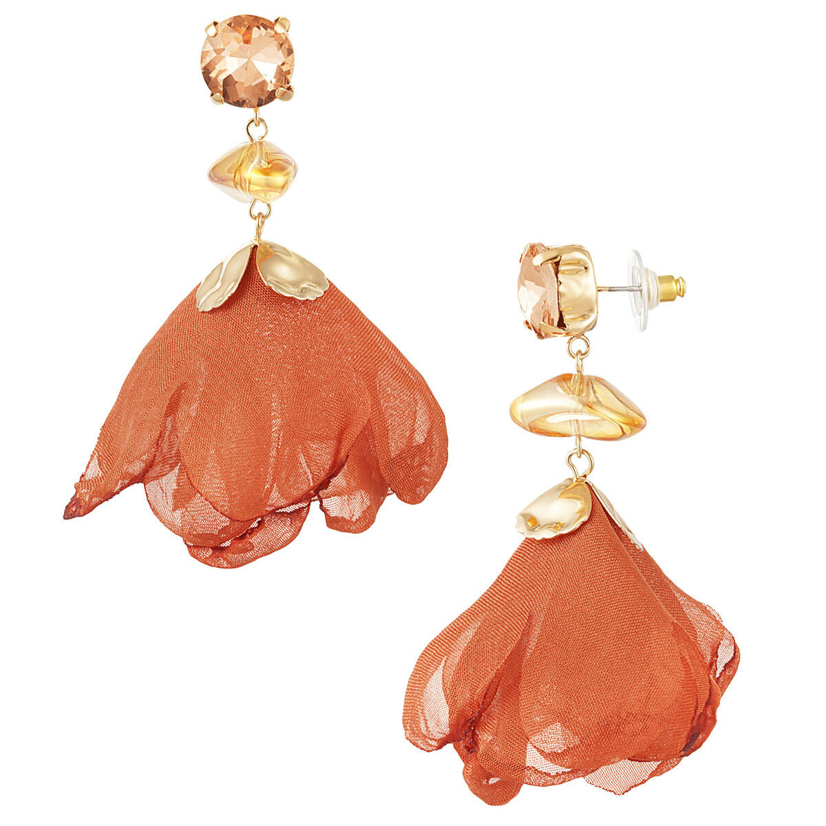 FRENCH RIVIERA | Terracotta Rose -tiilenpunaiset kukkakorvakorut