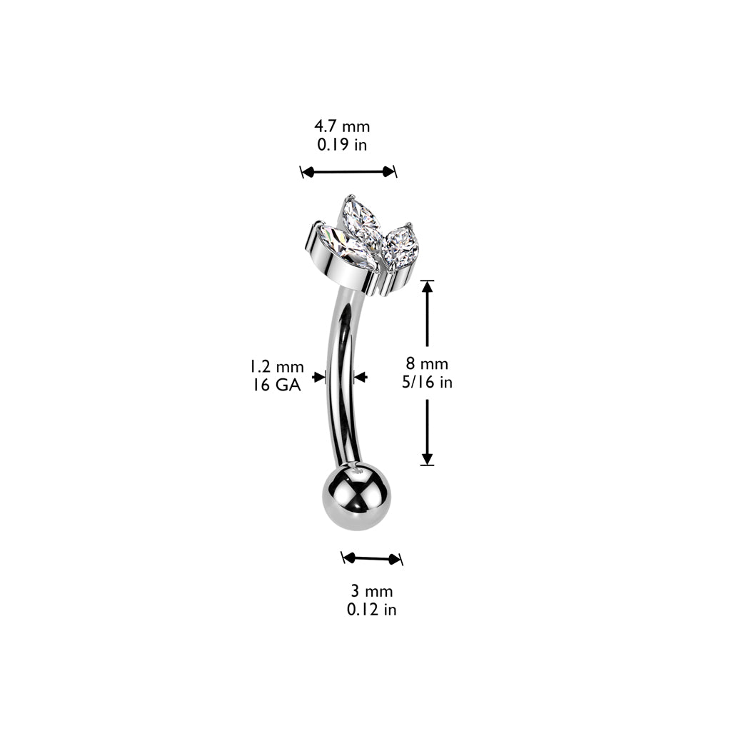Bananabell/curved barbell 1.2mm|Titanium CZ Curved Barbell