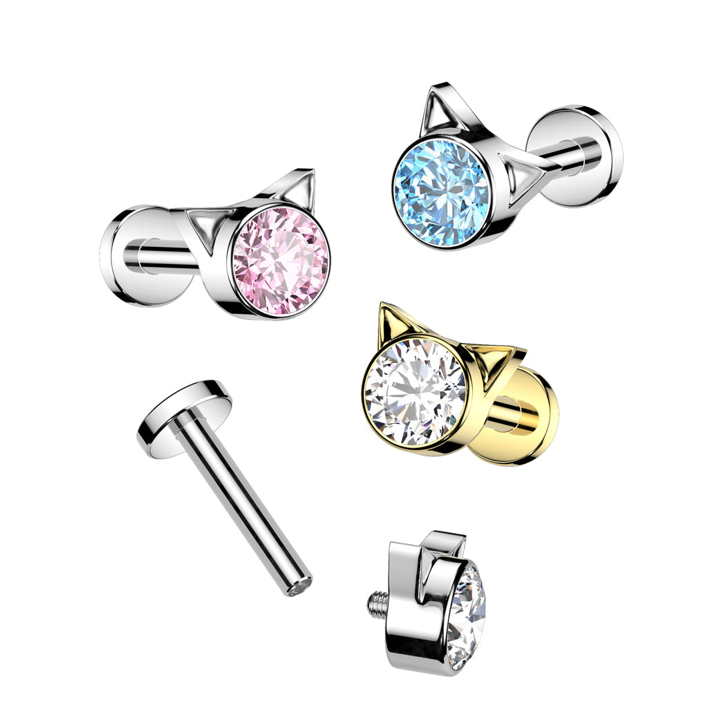 Titanium cartilage jewelry/tragus jewelry, Round Diamond Cut Top in Silver