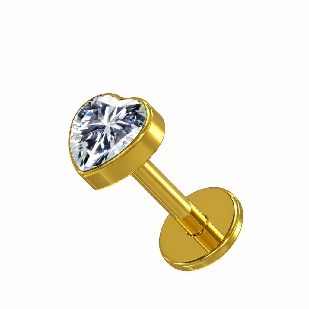 Kullanvärinen titaanilabret 1,2mm sydänkristallilla, 6mm varsi, push-in-kiinnitys.