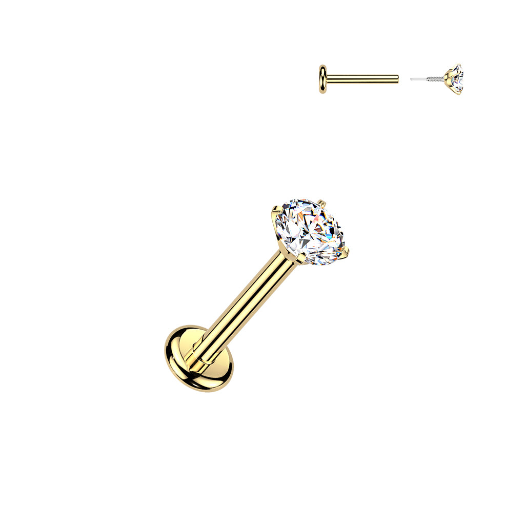 Labret 1mm, Titanium Marquise Lily – crystal flower (silver, push in)