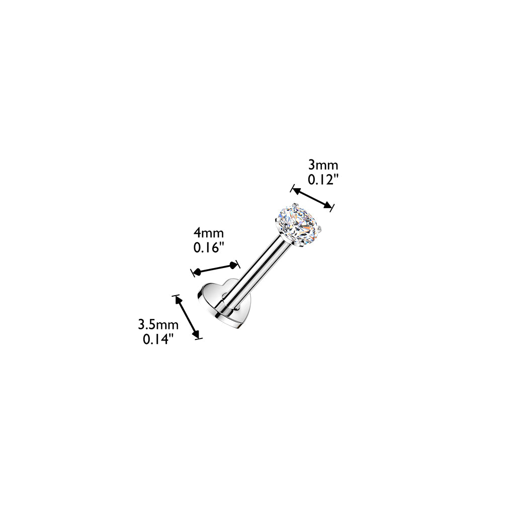 Titanium labret, CZ Convex Basic glitter labret with 3mm ball (gold)