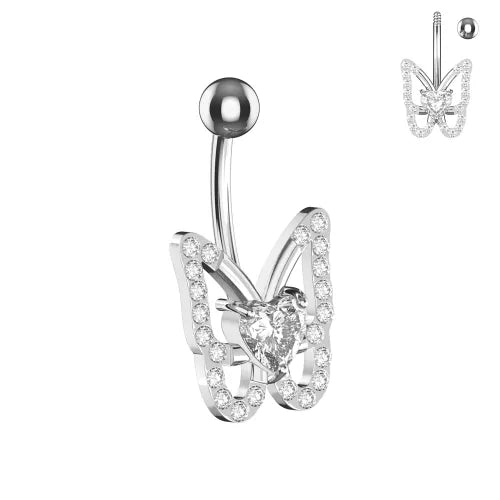 Kirkas perhosaiheinen napakoru, titaani ja cubic zirconia