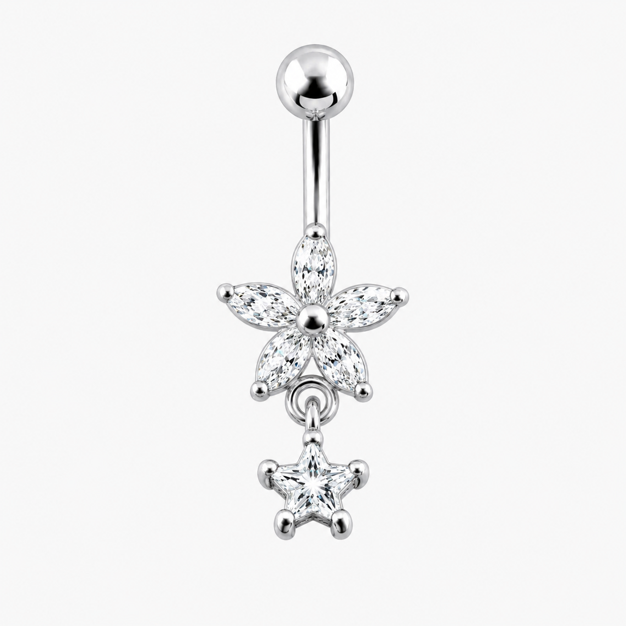 Siro mini napakoru titaanivarrella ja kirkkailla Cubic Zirconia -kristalleilla