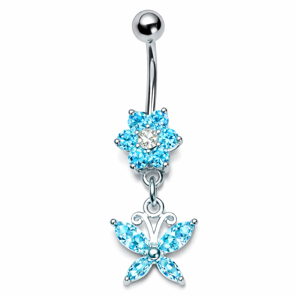 Titaaninen napakoru, Belisse – kukka ja perhoskoriste turkooseilla kivillä