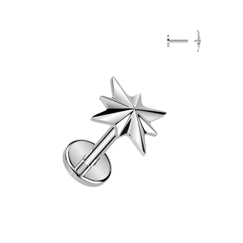 Titanium labret, CZ Convex Basic glitter labret with 3mm ball (gold)