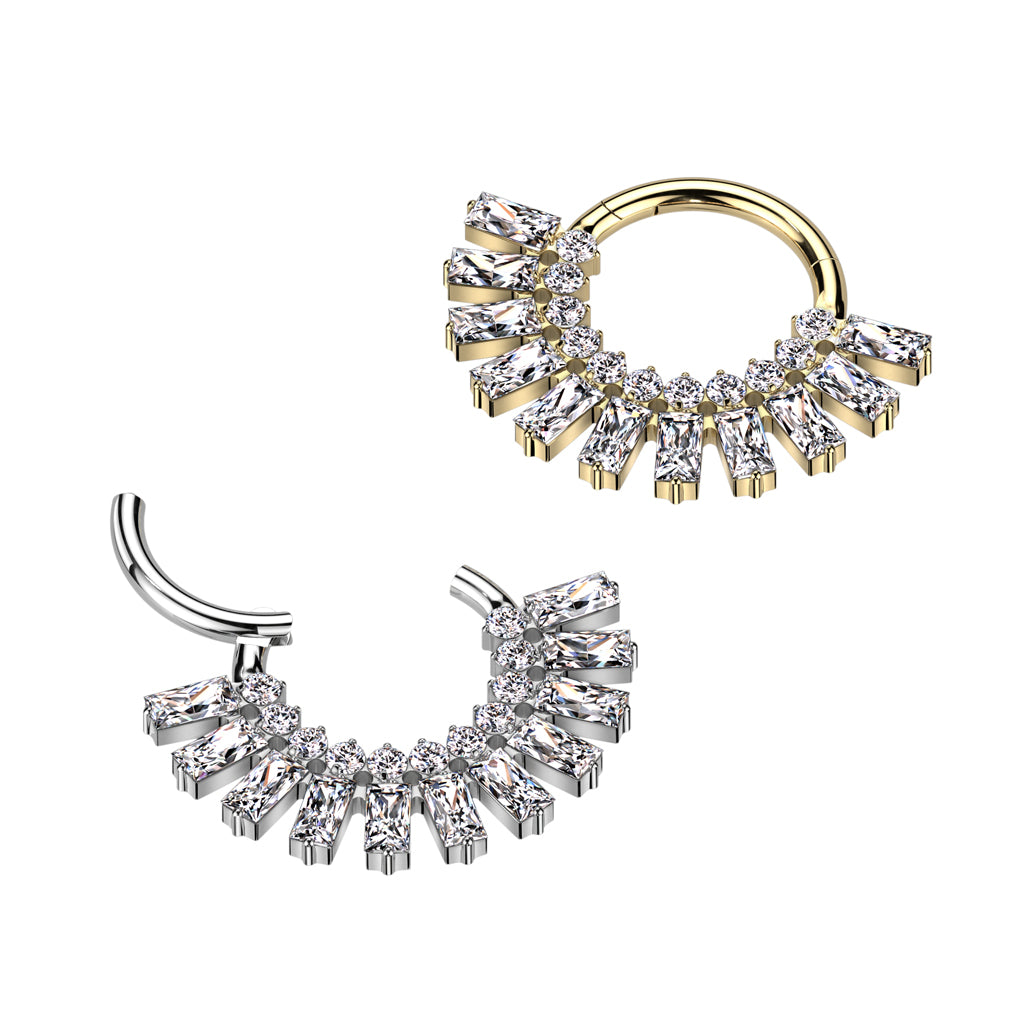 Piercing ring 1.2mm, Titanium Double Line CZ titanium clicker