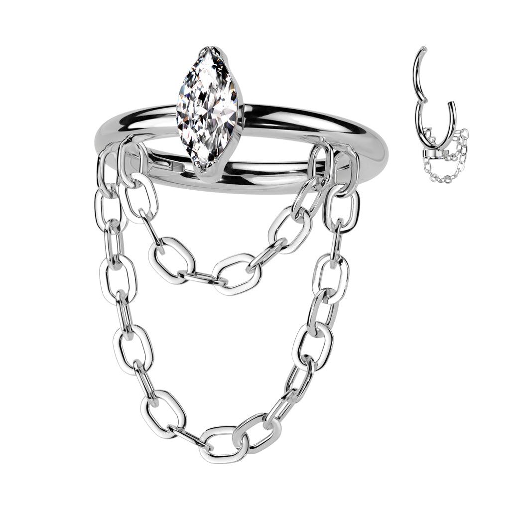 Piercing ring 1.2mm, Titanium Chain Dangle -titanium clicker