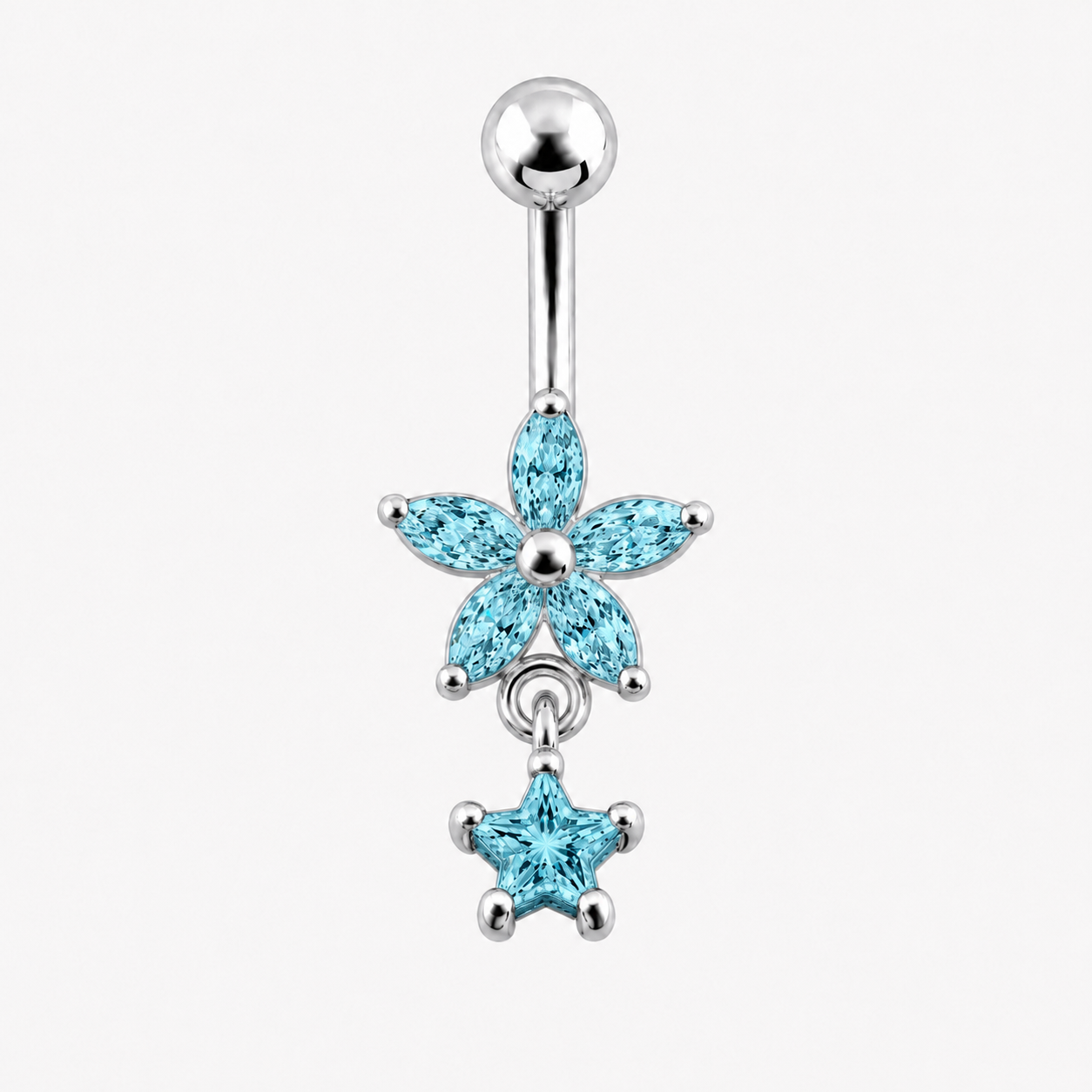 Siro mini napakoru titaanivarrella ja turkooseilla Cubic Zirconia -kristalleilla