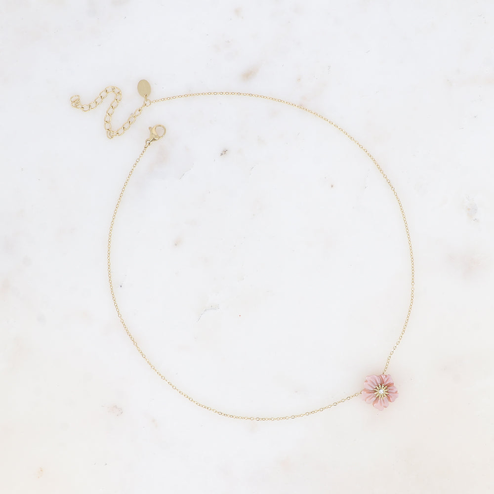 Bohm Paris Rosalie vaaleanpunainen kukkakaulakoru helmiäinen.