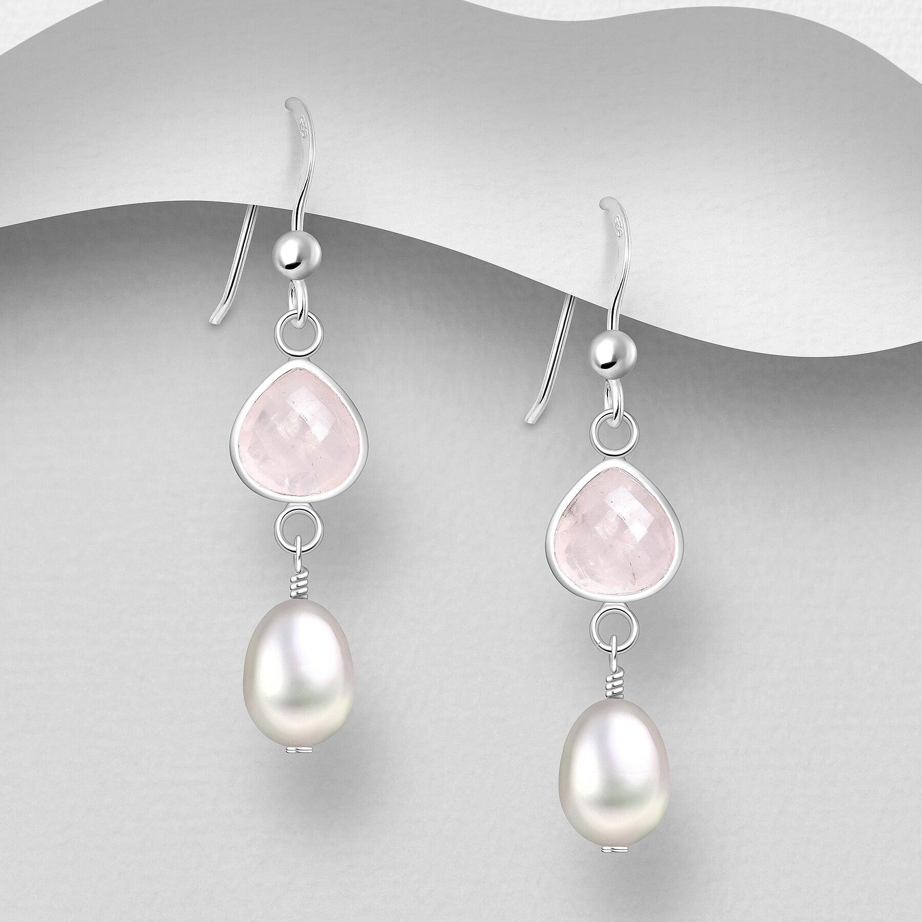 PREMIUM COLLECTION | Daniela -hopeakorvakorut ruusukvartsilla