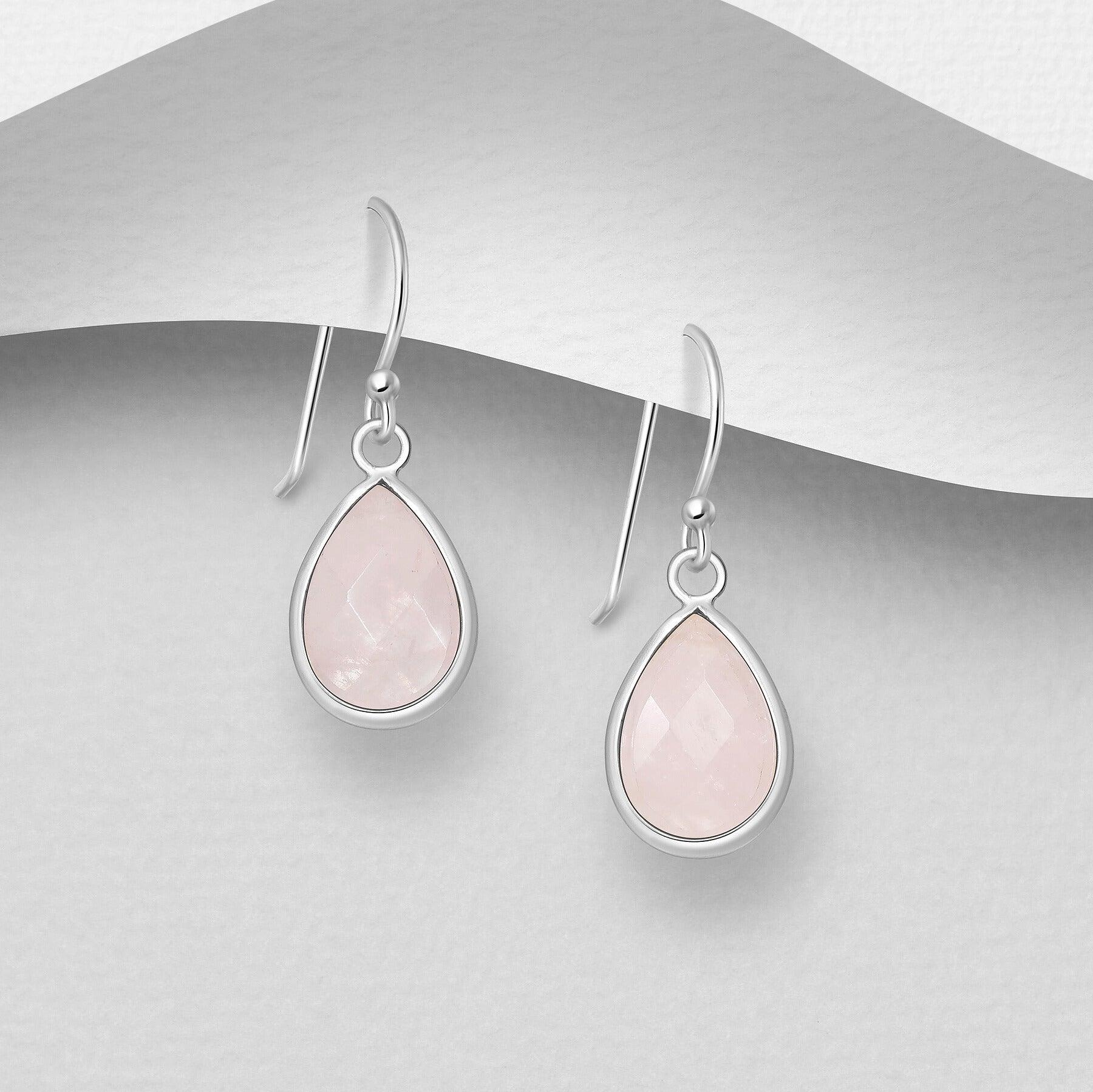PREMIUM COLLECTION  | Beata -hopeakorvakorut ruusukvartsipisaralla