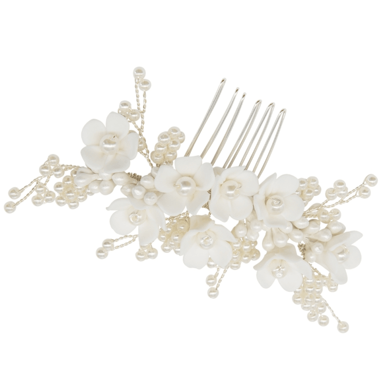 ATHENA BRIDAL | Alice -kukkakoristeinen muotoiltava hiuskoru (hopea)