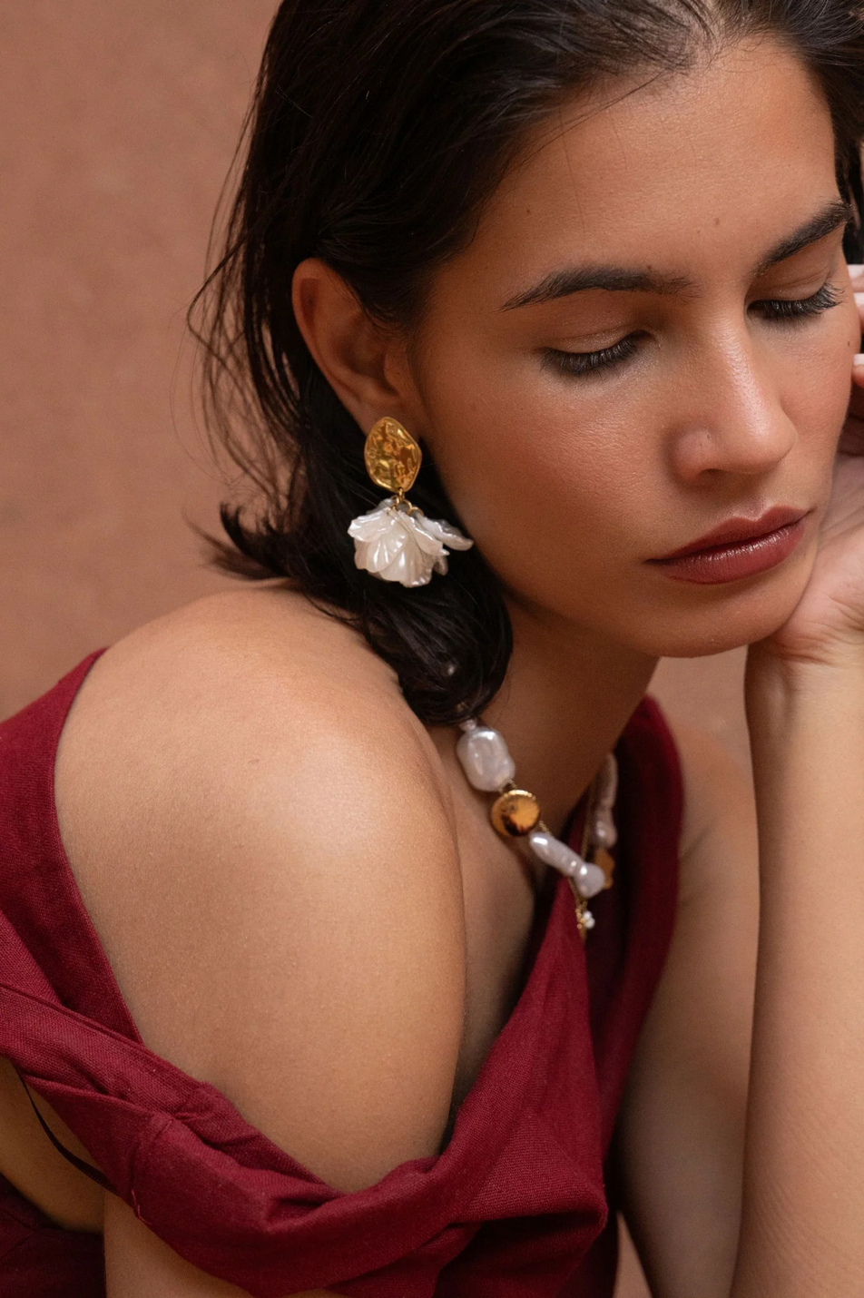 BOHM PARIS | Boucles Corail Bloom – orange stud earrings