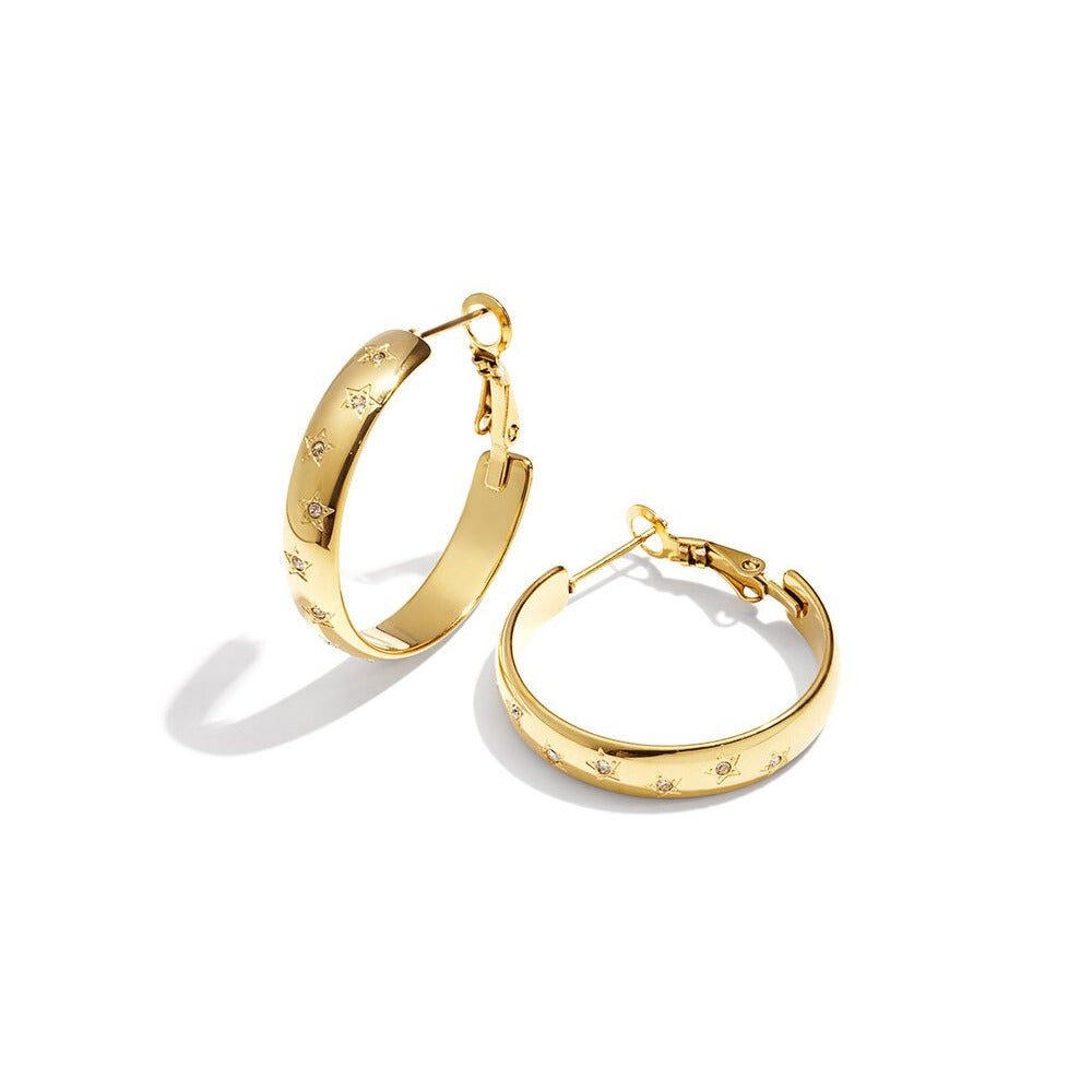 FRENCH RIVIERA | Golden Nova – kristallikoristeiset kirurginteräsrenkaat (kulta)