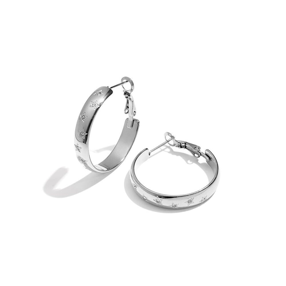 FRENCH RIVIERA | Golden Nova – kristallikoristeiset kirurginteräsrenkaat (hopea)