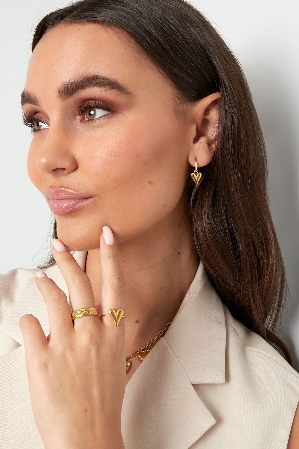 FRENCH RIVIERA | Sweetheart – kultaiset sydänkorvakorut (kirurginteräs)