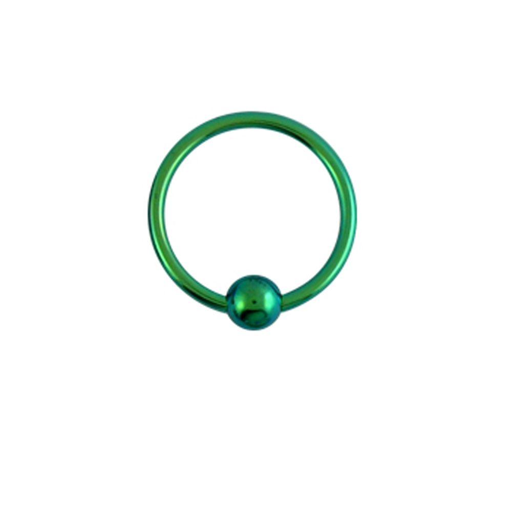 Lävistysrengas 1.2mm, Titanium BCR -värillinen pallolukkorengas ⌀10mm