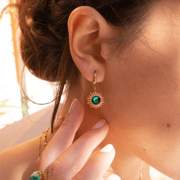 BOHM PARIS | Boucles Dao -kirurginteräksiset vihreät korvakorut
