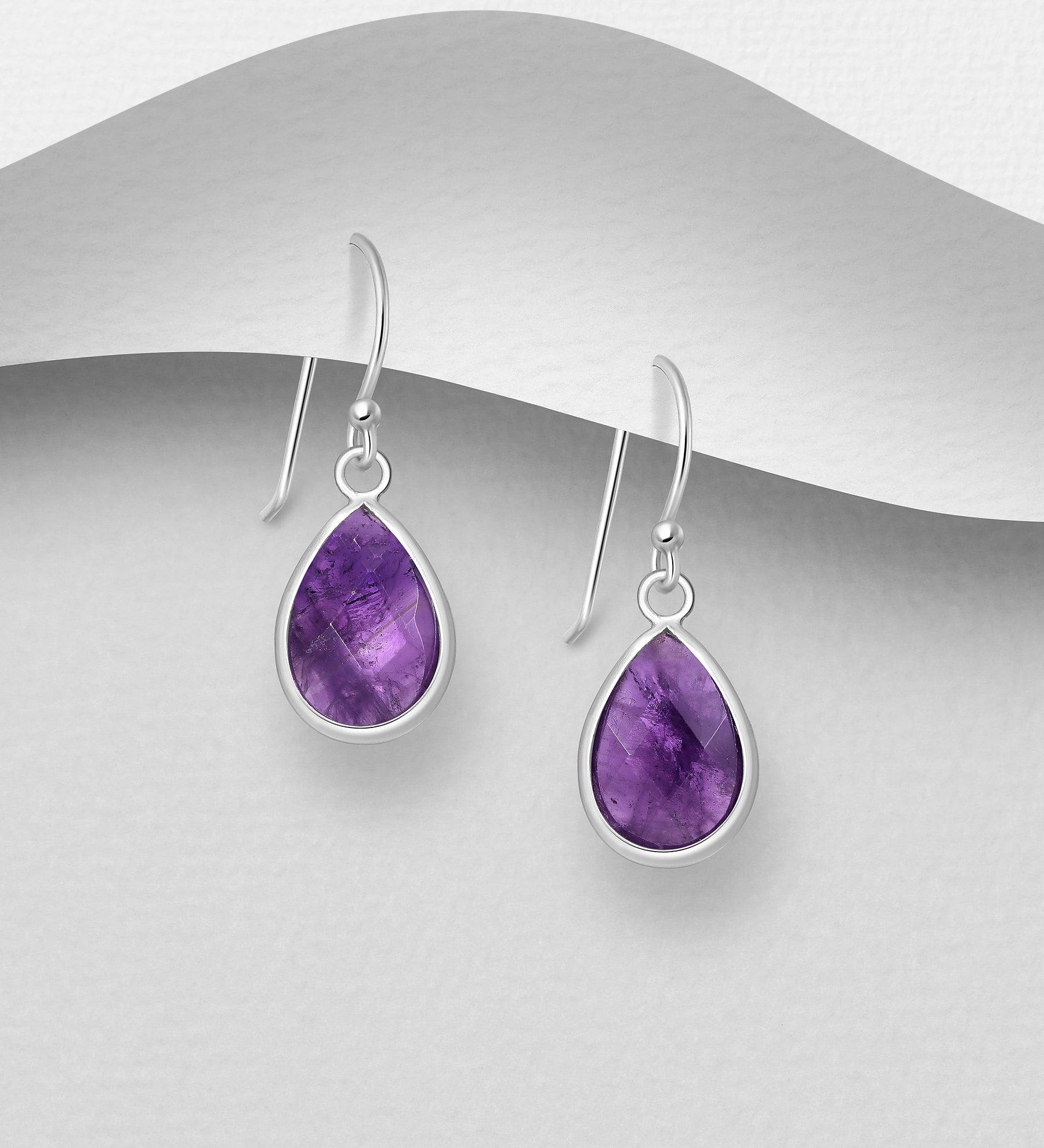 PREMIUM COLLECTION  | Beata -hopeakorvakorut ametistipisaralla